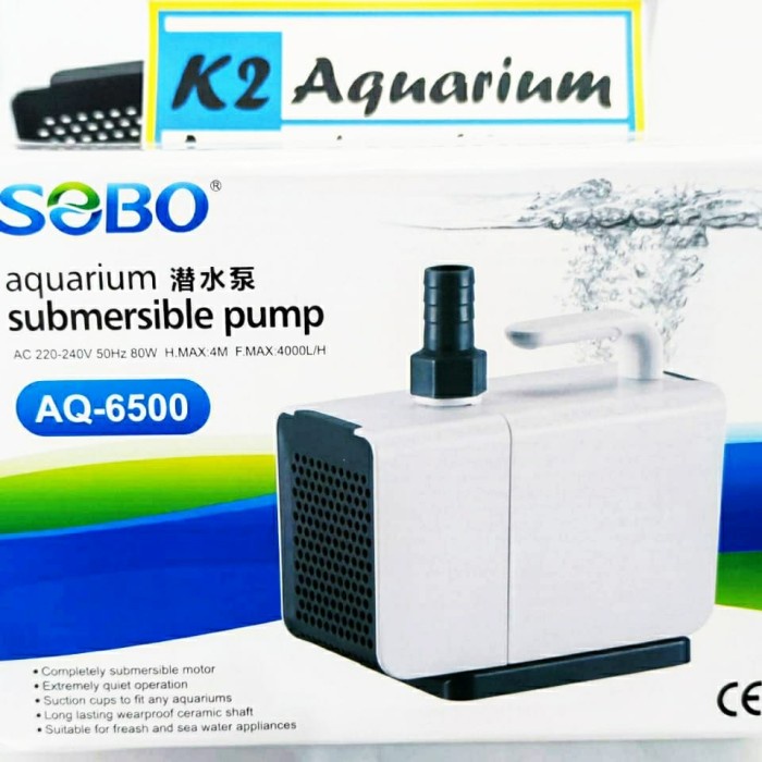 Sobo Aq 6500 Pompa Celup Kolam 80W 4000 L/H Hidroponik Filter Not 106