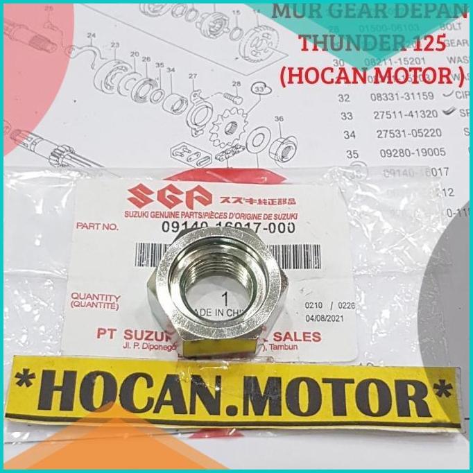 MUR NUT GEAR GIR DEPAN THUNDER 125 OLD NEW ORISINIL SGP 09140-16017-0