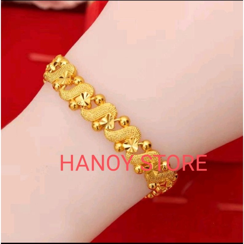 GELANG TANGAN MOTIF HONGKONG PERHIASAN WANITA DEWASA GELANG HONGKONG MODEL EMAS 24K ANTI KARAT ANTI LUNTUR