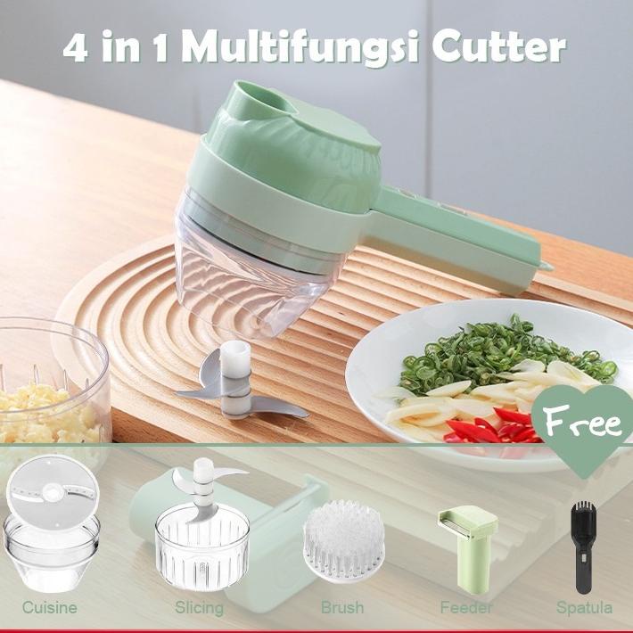 Ckea*216 { Omg } Blender Sayur 4 In 1Model Genggam  / Set Alat Pemotong Sayuran Tanpa Kabel Pengiris