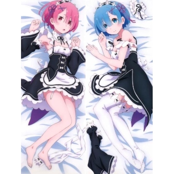 fiw Sarung Bantal Peluk Dakimakura Anime Re Zero Rem and Ram BB0R 110x40