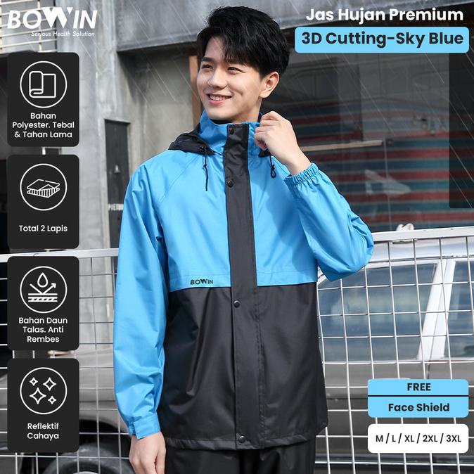 Bowin Jas Hujan Premium 3D Cutting - Anti Bakteri & Windproof