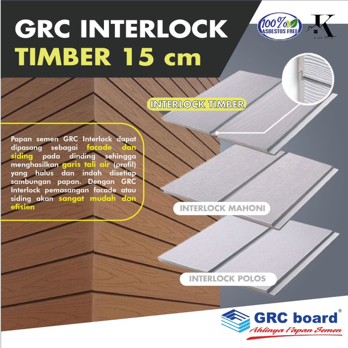 GRC POLOS INTERLOCK 15 CM / WALL SIDING / DINDING TALI AIR / WOODPLANK