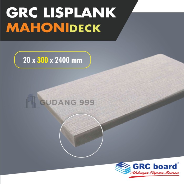 GRC MOTIF SERAT KAYU 20MM VARIAN / MAHONI DECK / LISPLANK DEK FLOOR