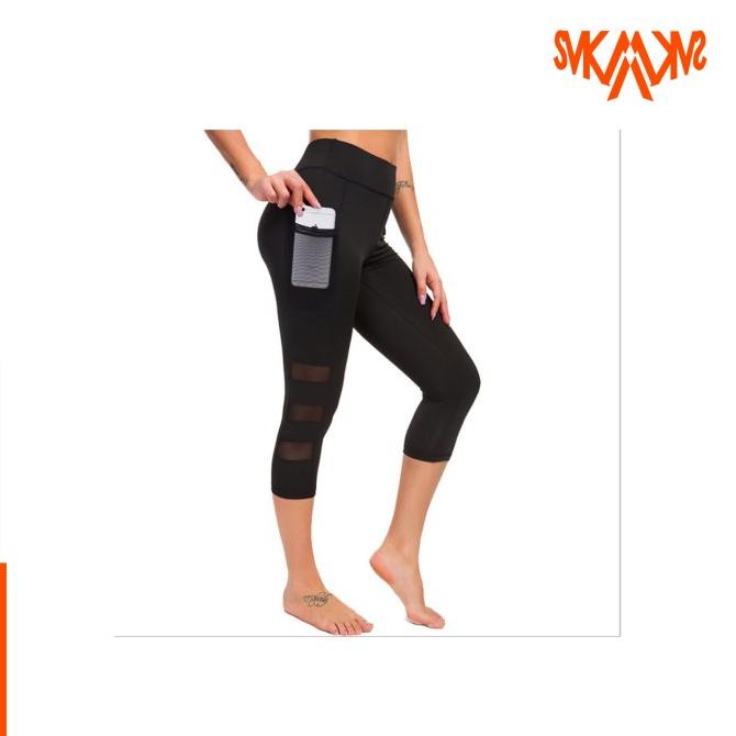 Celana Legging Sport 3/4 Wanita Import Bahan Premium Ada Kantong