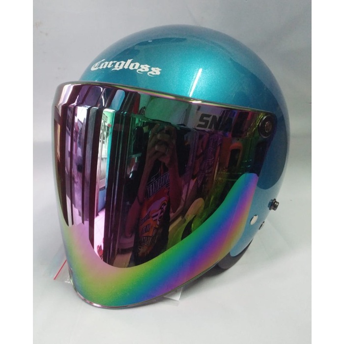 Kaca Helm Bogo Snail Chrome (Kaca Bogo Kaca Snail Flat Visor Bogo)