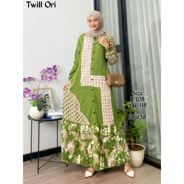 Gamis Twill Premium Cap Malaman Batik Asli Pekalongan