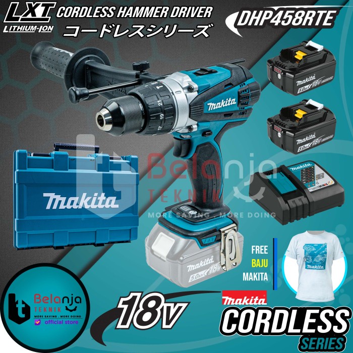 ✅Baru Makita Mesin Bor Cordless Dhp 458 Rte 18 Volt Hammer Driver Dhp458Rte Limited