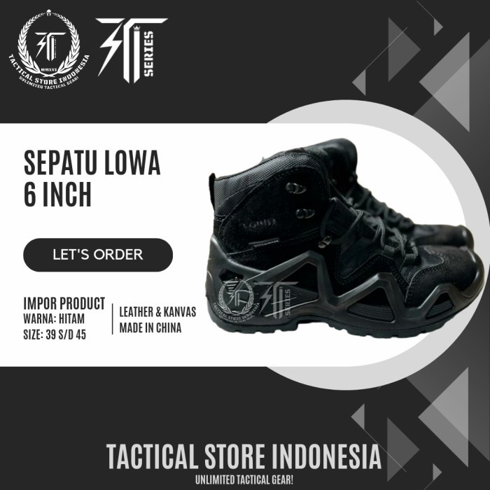 SEPATU TACTICAL LOWA 6 INCH HITAM MADE IN CHINA ORIGINAL