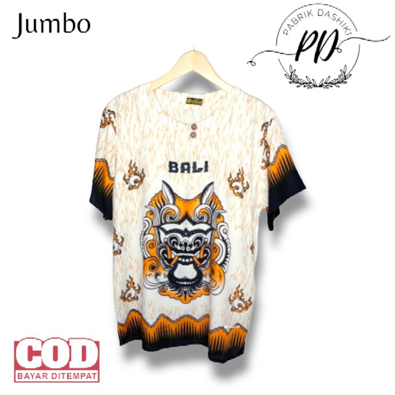 Baju bali barong putih jumbo/ baju pria wanita/ baju santai/ baju kaos barong jumbo