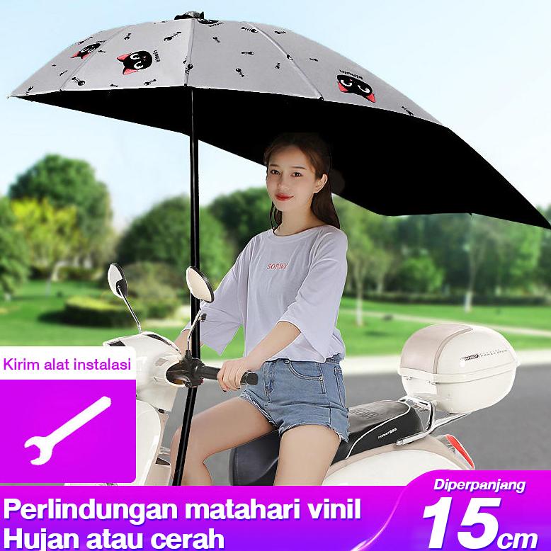Viral Payung sepeda listrik Payung sepeda motor Tenda sepeda motor Tahan hujan Tabir surya Perlindungan UV Payung motor lipat Sale