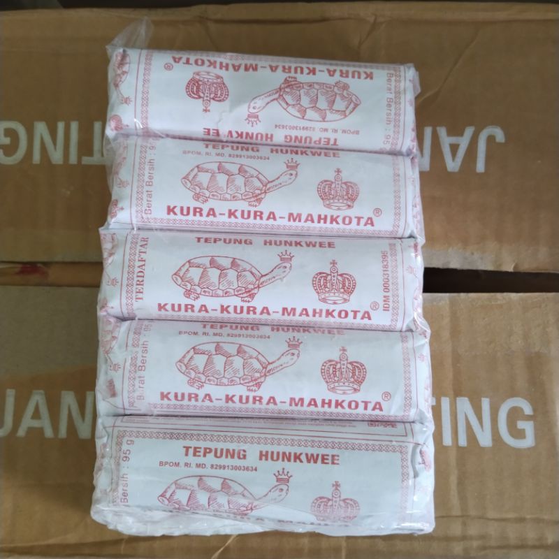 

Tepung HUNKWEE Cap Kura-kura Mahkota (Beli 1dus: @Rp. 21.000) 95gr