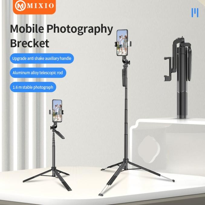 MIXIO A66 - 160CM Tongsis Bluetooth Selfie Stick Tripod with LED Light