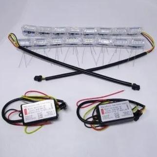 Lampu Led Alis Drl Crystal 30 Cm 8 Mata Sein Running 30Cm Mobil Motor