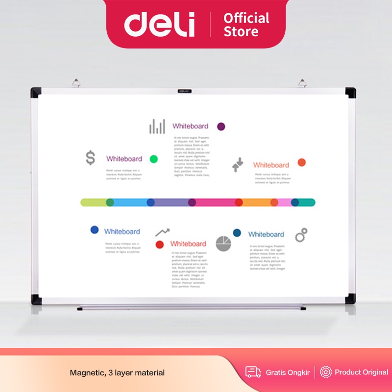 

DELI MAGNETIC WHITE BOARD / PAPAN TULIS PUTIH MAGNET KUALITAS TINGGI 785X