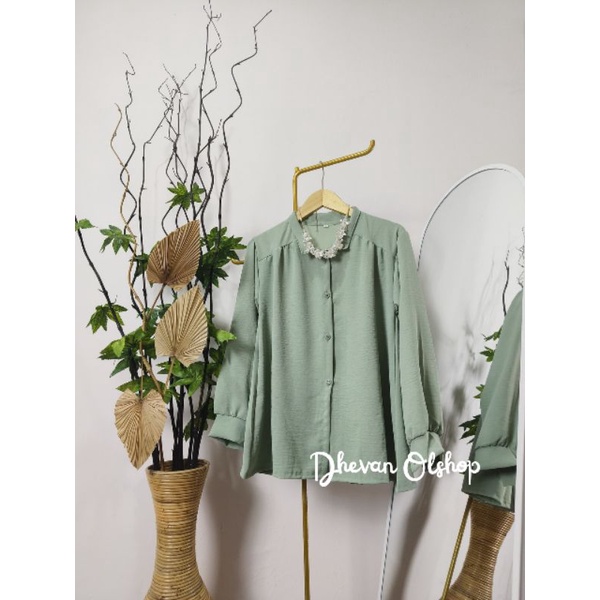 VAIA BLOUSE WANITA KOREAN STYLE / BAJU ATASAN WANITA CRINKLE AIRFLOW AKSEN KANCING