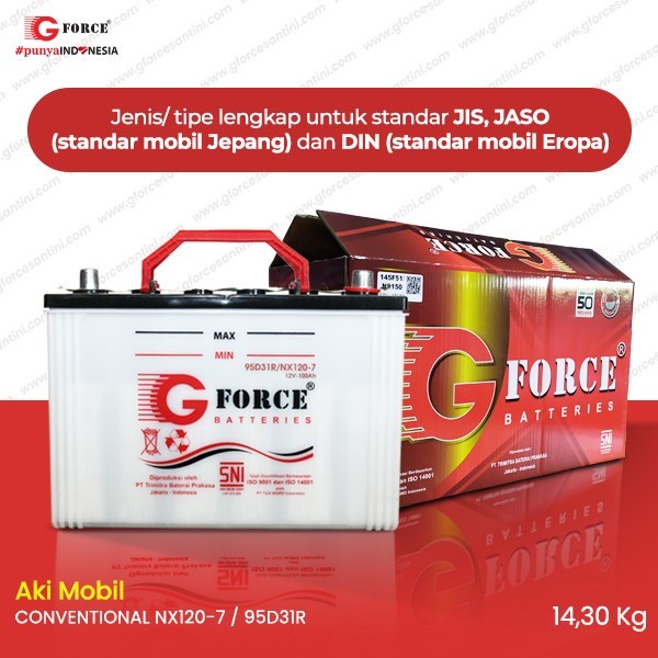 Gforce Nx120-7 - 95D31R / Nx120-7L - 95D31L (100 Ampere) - Aki Mobil