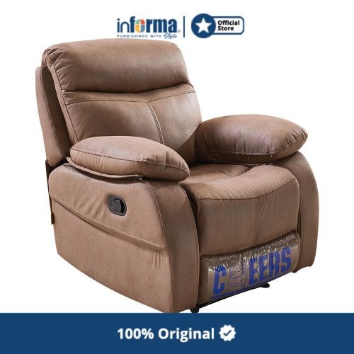 Promo Informa - Cheers Mackenna Sofa Recliner Fabric 1 Dudukan - Cokelat Tua