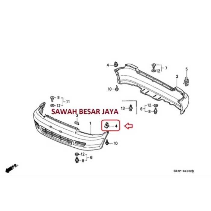 Grommet Gromet Klip Kancing Bumper Depan Civic Estilo Genio Sr3 Sr4 Ready