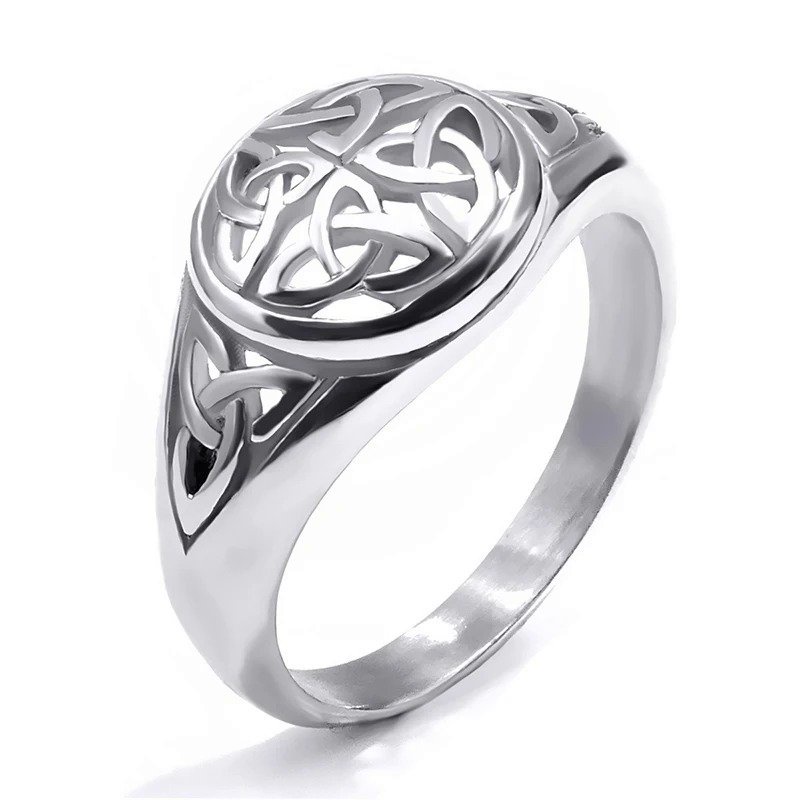 Cincin Warna Perak Antik Viking Simpul Celtic untuk Pria Wanita Mode Viking Jimat Cincin Pertunangan