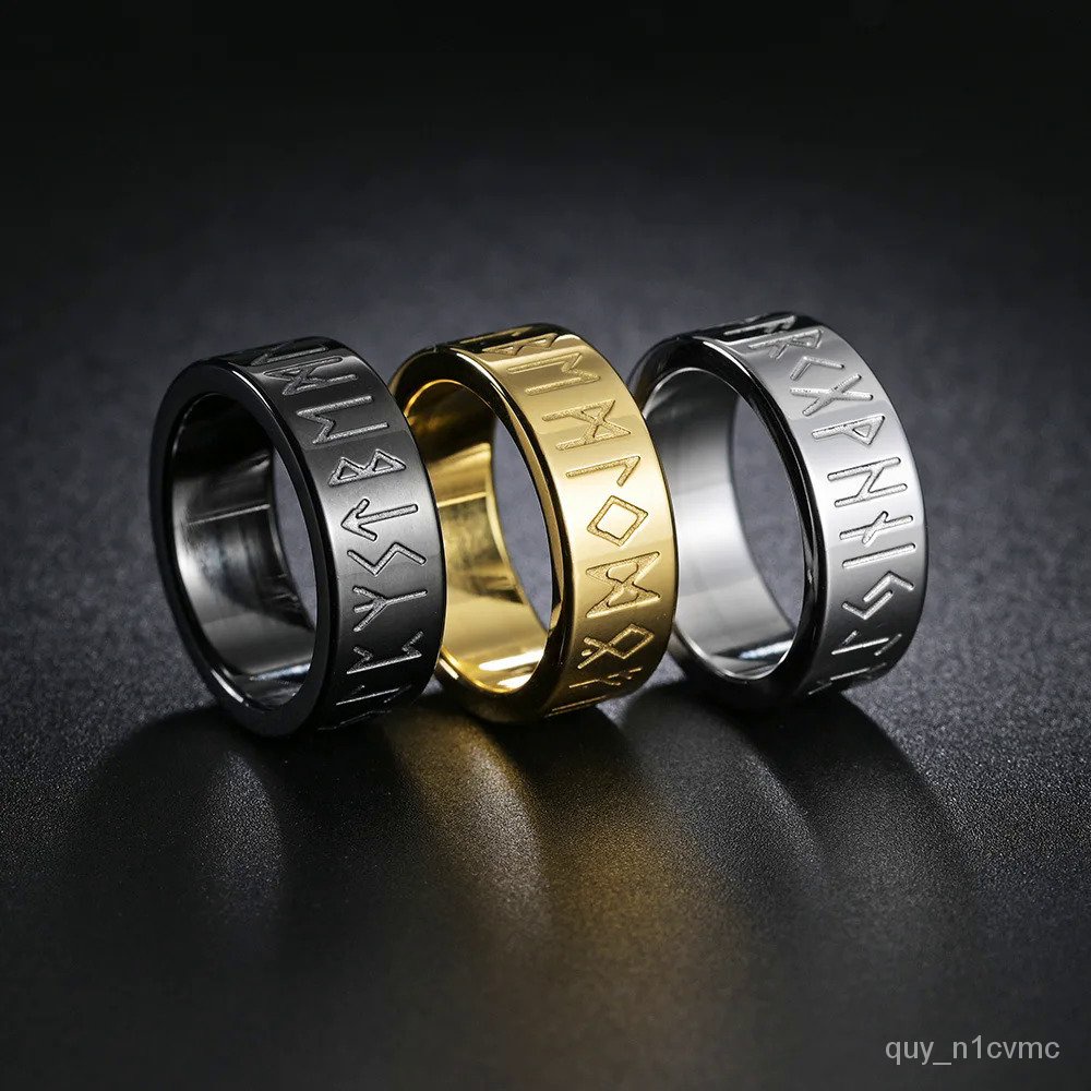 Cincin Odin Norse Viking Amulet Rune untuk Pria Wanita Kualitas Tinggi 6/8Mm Cincin Baja Tahan Karat