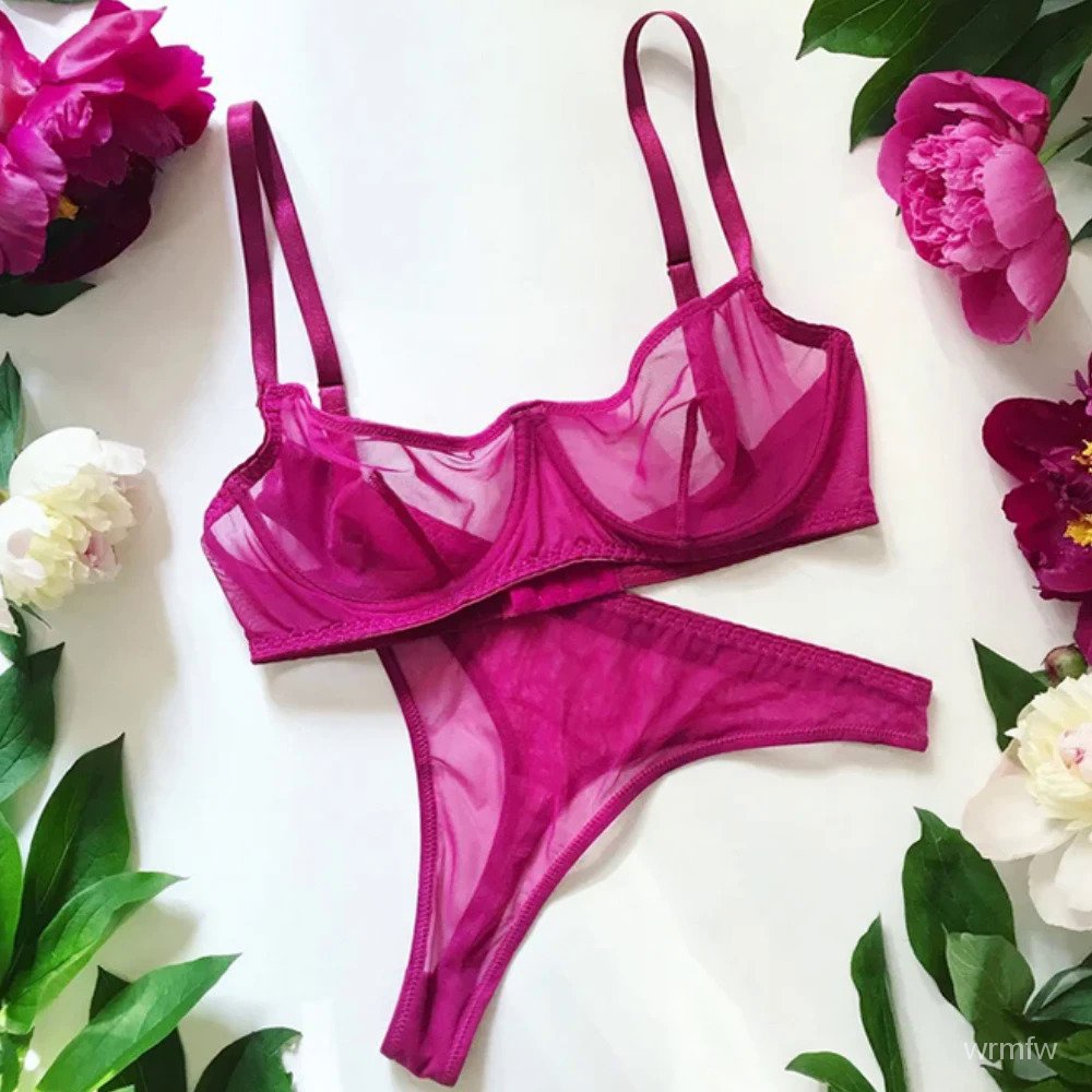 Secret Sexy Lingerie Mesh Transparent Seamless Bra Set Women Underwear Set Fashion Ladies Bralette B
