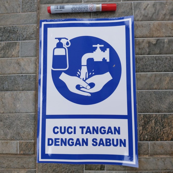 

Terlaris - Stiker Vinyl Himbauan Cuci Tangan Sabun Safety Kantor Office Covid 19