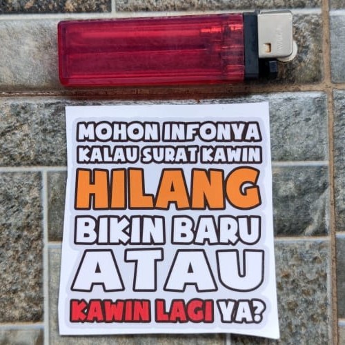 

Terlaris - Stiker Kata Surat Kawin Hilang Humor Lucu Viral Plesetan Meme Parodi