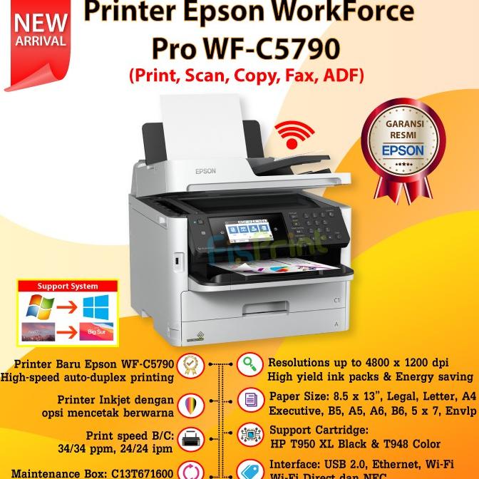 Printer Epson Workforce Pro Wf-C5790 Wfc5790 Wf C5790 Wireless Duplex Star