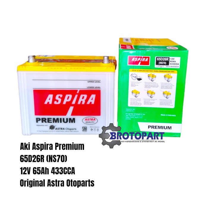 Aki Mobil Aspira Premium Ns70 65D26R 65Ah Accu Original Astra Otoparts