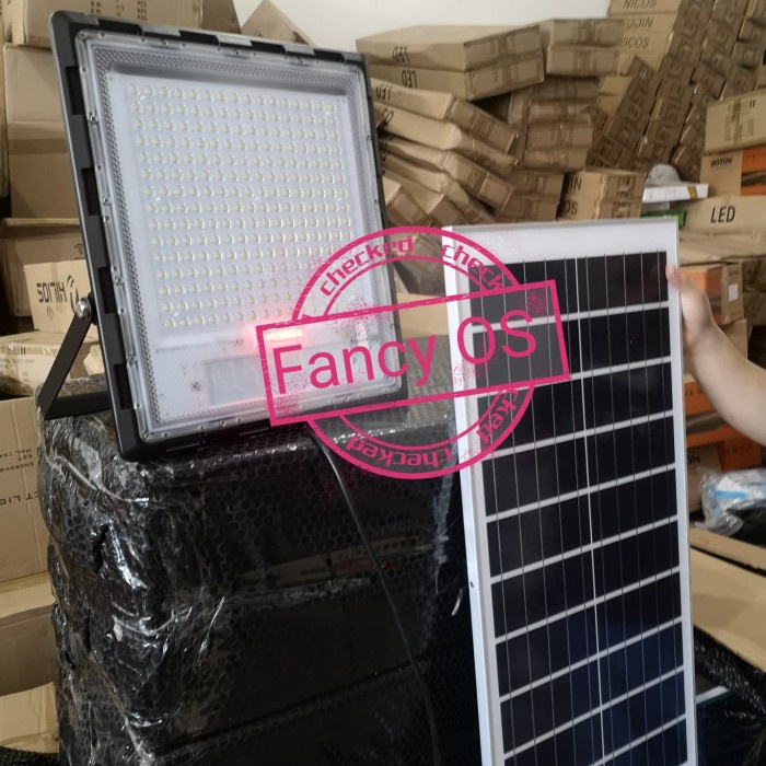 ✅Ready Lampu Sorot Solar Cell Panel Tenaga Surya Led 300W 300Watt Komplit Set Terbaru