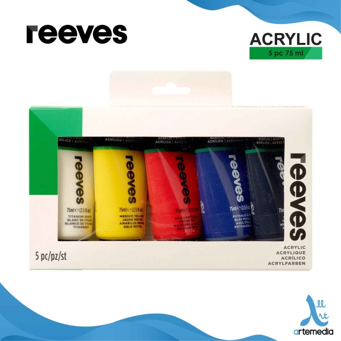 

CAT AKRILIK REEVES ARTISTS 5X75ML ACRYLIC COLOR PAINT SET ORIGINAL TERBARU