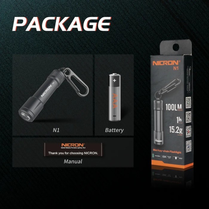 Senter Edc Gantungan Kunci Key Chain Waterproof Nicron N1