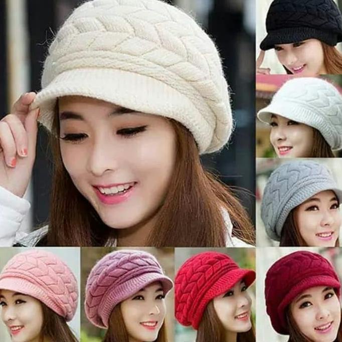 Topi Kupluk Wanita Rajut Korea Import Winter