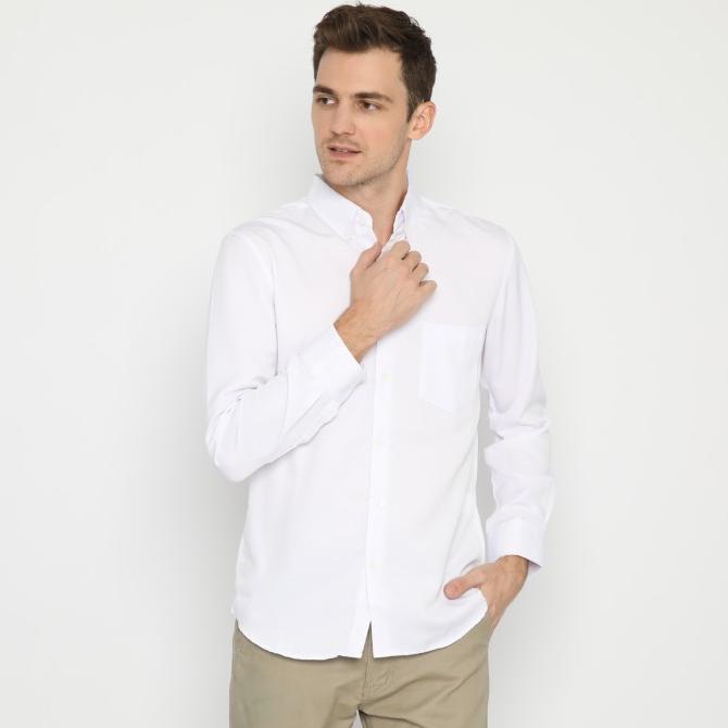Platini Kemeja Putih Pria Lengan Panjang Polinosic 66014