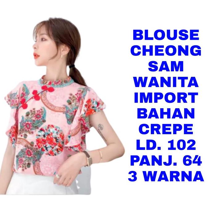 Wk Blouse Cheongsam Wanita Import Baju Atasan Imlek Sincia Natal Kerja