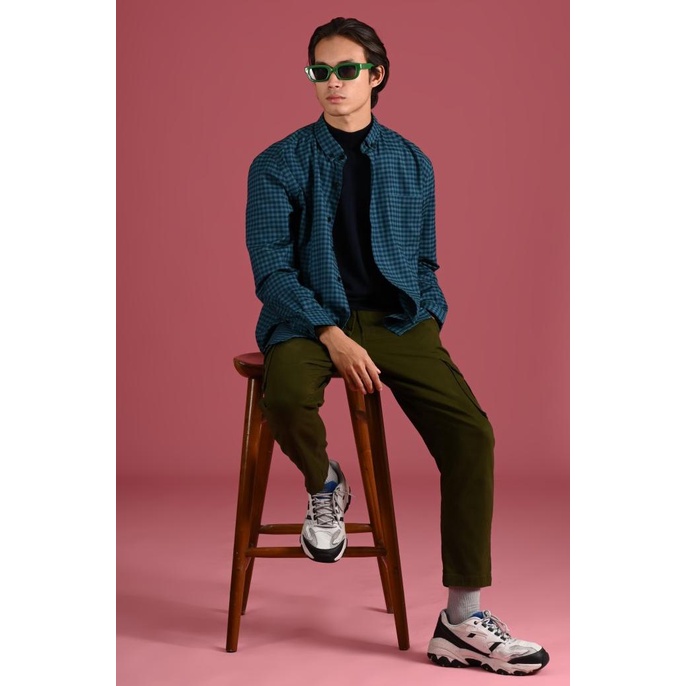 Kemeja Prepp Studio Gingham Shirt Ls Scooter Edition Cyan