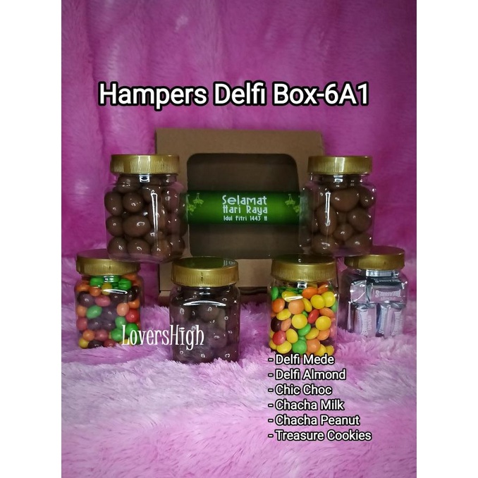 

Hampers Parcel Box Coklat Lebaran 6 Toples Mini 210Ml Delfi Asli Gift Limited Edition