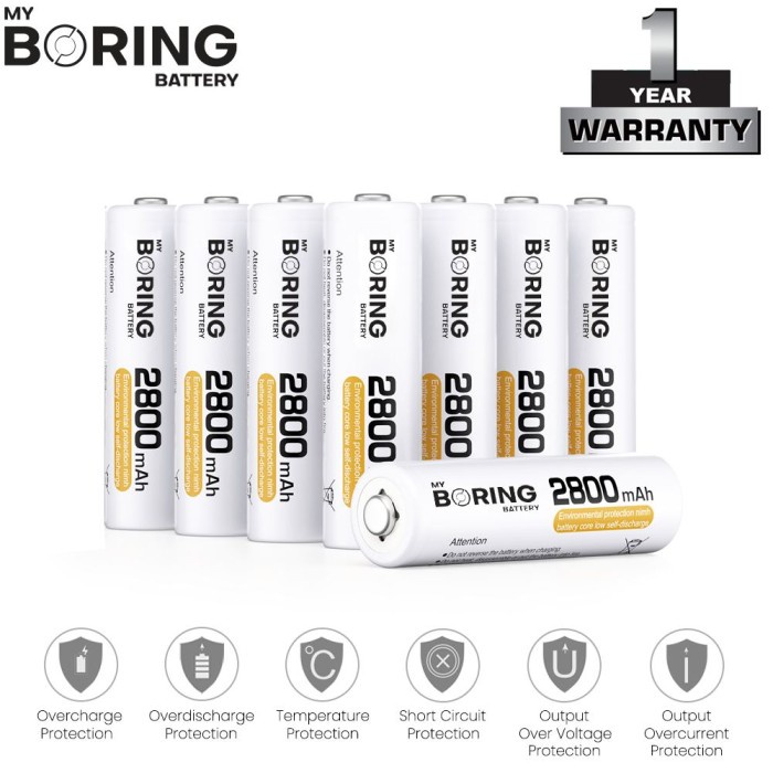 My Boring Battery AA 2800 mAh 8 Pack Baterai AA Rechargeable