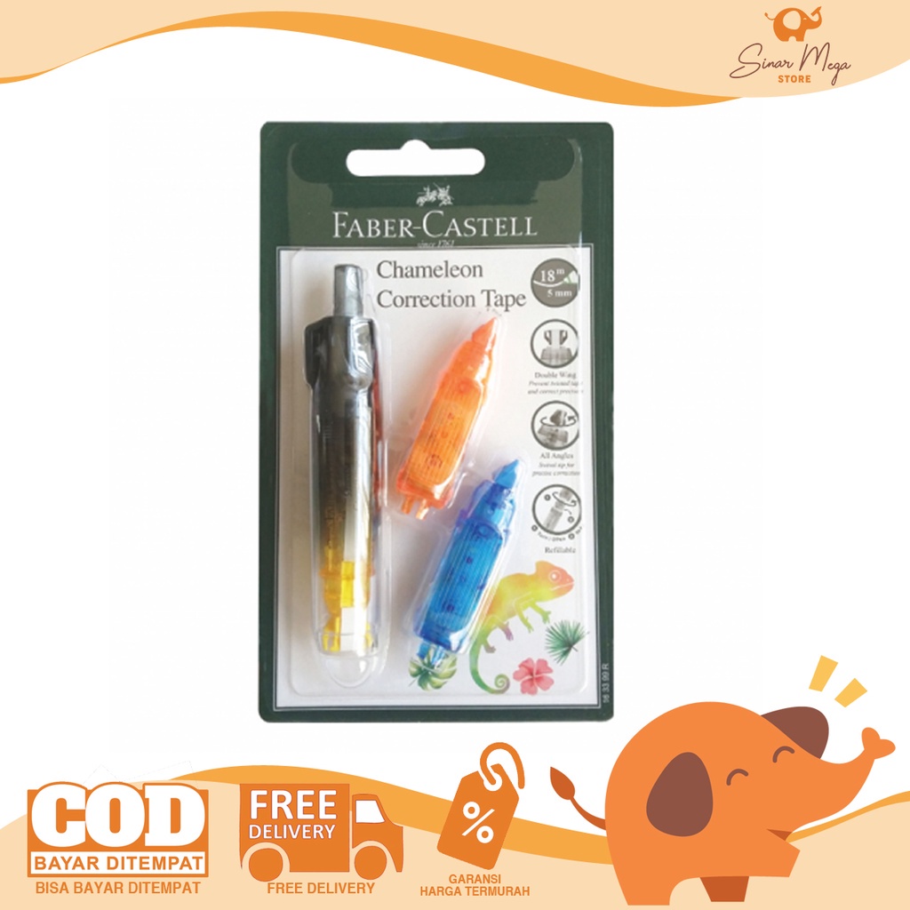 

Faber Castell Chameleon Correction Tape + 2 Refill Bar "Bla" /Tip-Ex Pita Kertas Berkualitas