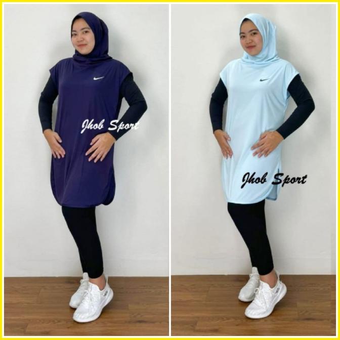OUTER OLAHRAGA WANITA MUSLIM HIJAB MUSLIMAH TUNIK SPORT SENAM GYM BAJU