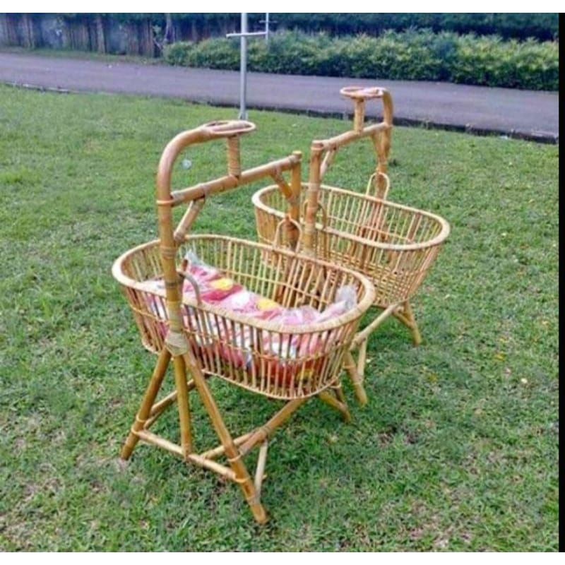 Ayunan bayi, tempat tidur bayi rotan sintetis murah