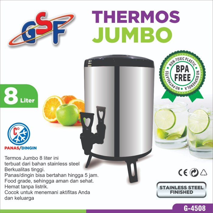 Water Jug Drink Jar Milk Tea Bucket Stainless Steel 8 Liter GSF 4508