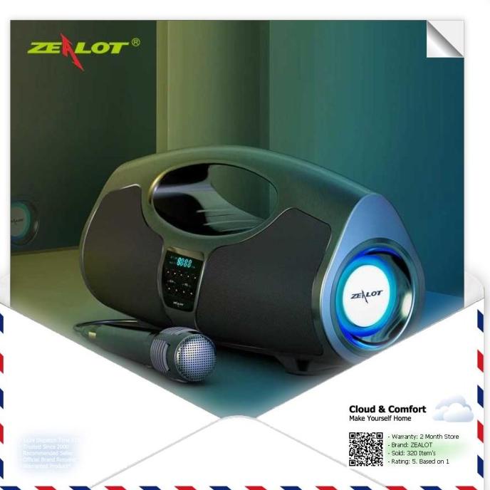 ZEALOT Portable Bluetooth Active Speaker Powerful Boombox 40W - P1 - Hitam, Zealot