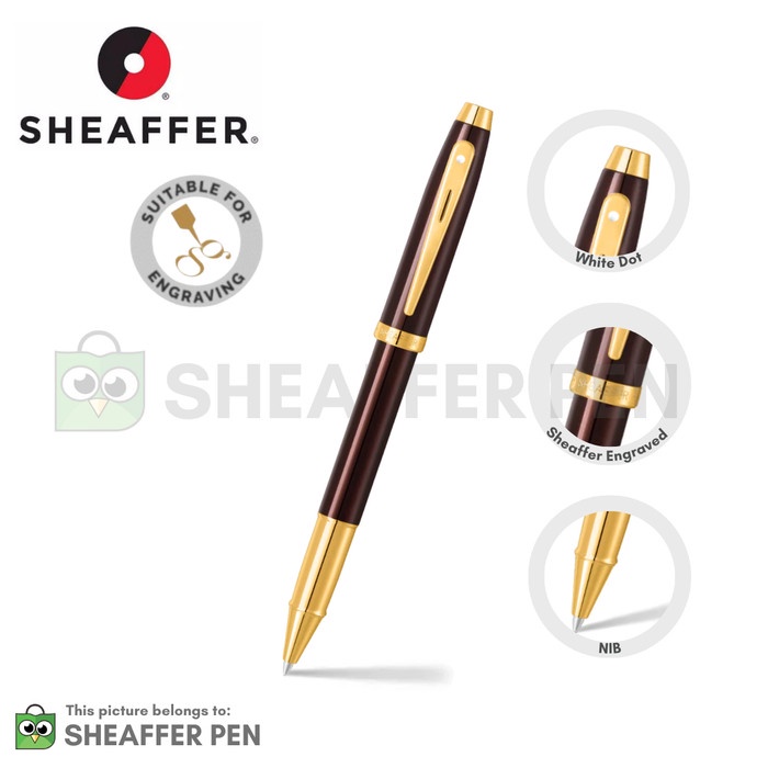 

✨Sale Sheaffer® 100 Glossy Coffee Brown With Pvd Gold-Tone Rollerball Pen Terbaru