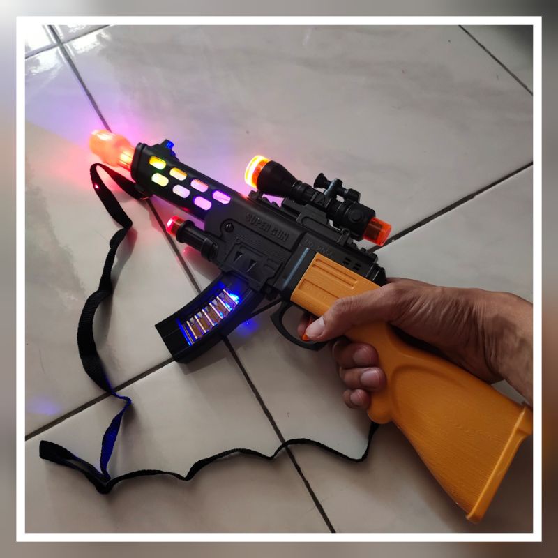 Mainan Tembakan Supergun Lampu Suara Getar
