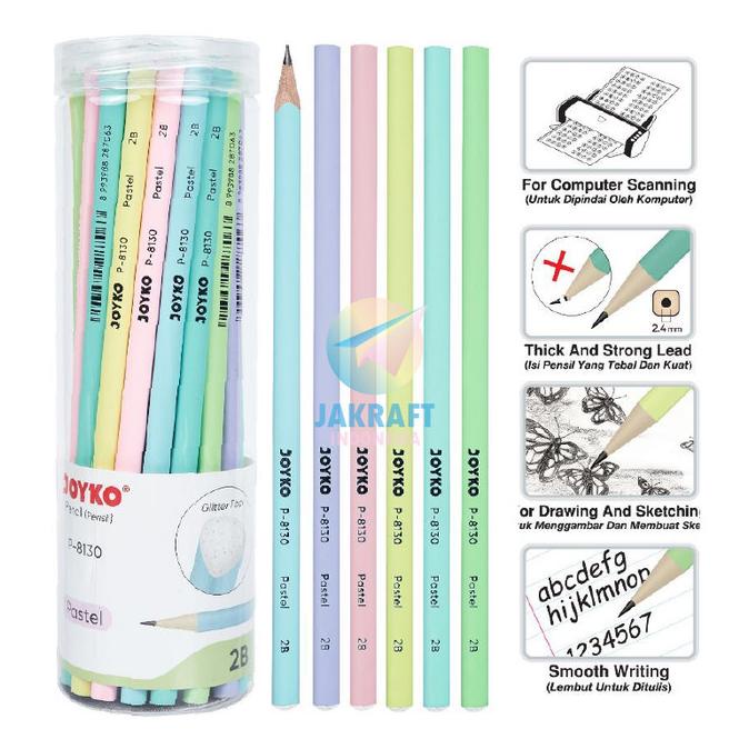 

Pensil Tulis 2B Joyko P-8130 Warna Pastel Isi 36 Pcs Souvenir Fancy Kode 452