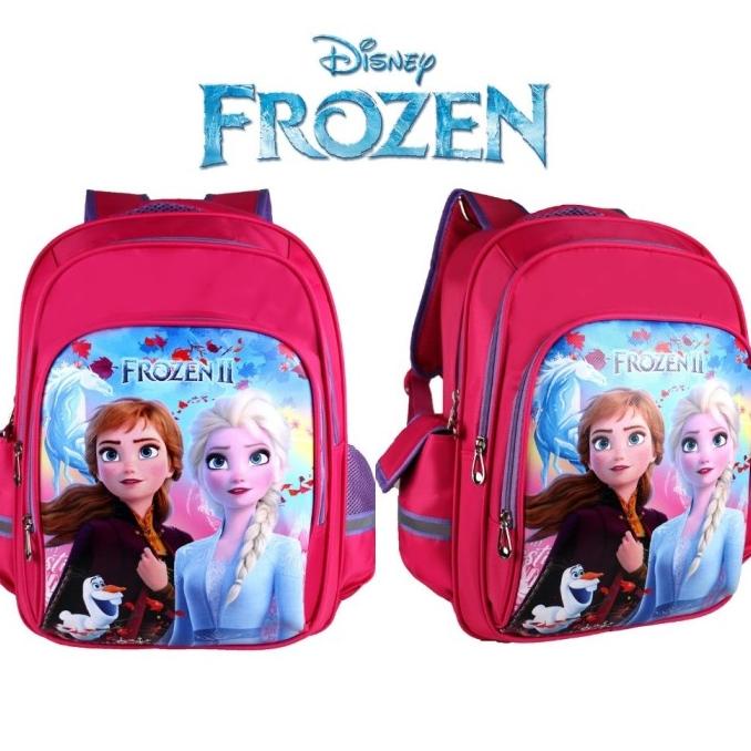 Tas Sekolah Ransel Anak Perempuan SD Karakter Frozen 3D Emboss + Lampu
