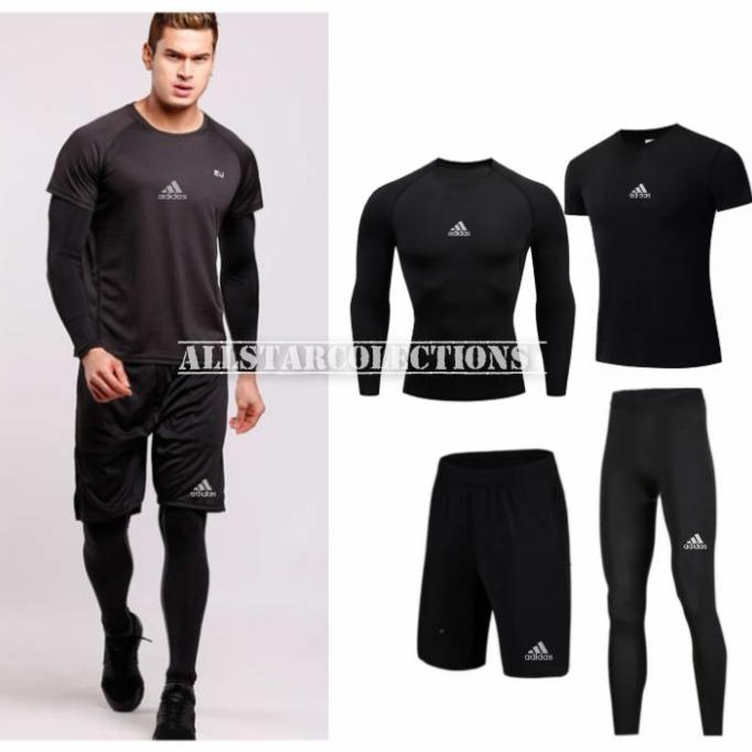 4 in 1 - Stelan Baju Olahraga Pria Baselayer Manset full set ADDS