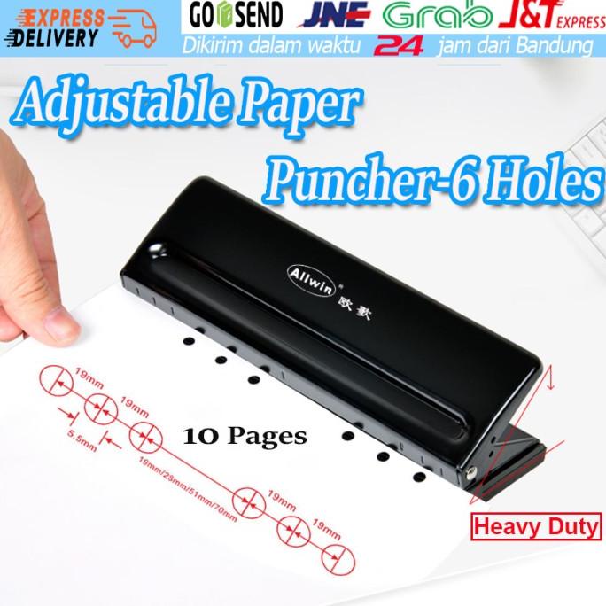 

TERLARIS 6 Hole Punch Pembolong Kertas 6 Lubang Adjustable Pembolong 6 Lubang